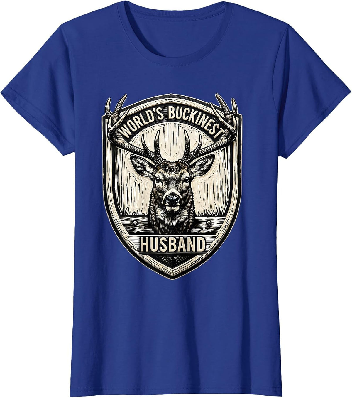 Women's World's Buckinest Husband Funny Deer Hunting Dad Joke Gift T-Shirt - Royal Blue