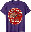 Men's Wild and Rodeo Ready Cowgirl Graphic Design T-Shirt - Purple