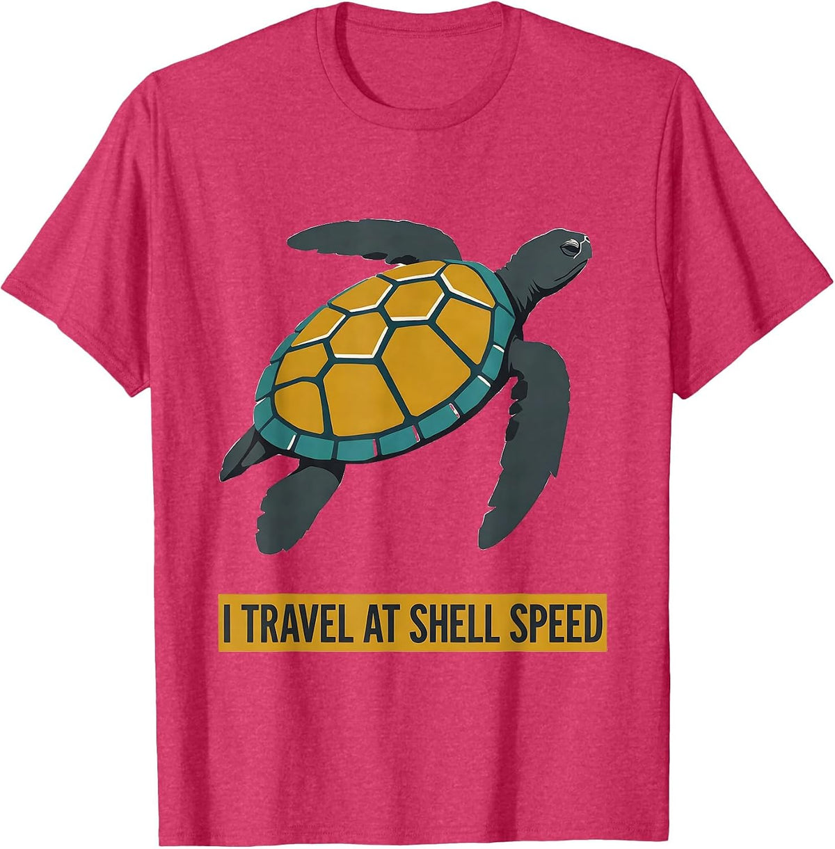 Men's I Travel At Shell Speed Midcentury Modern Sea Turtle Lover T-Shirt - Red Heather