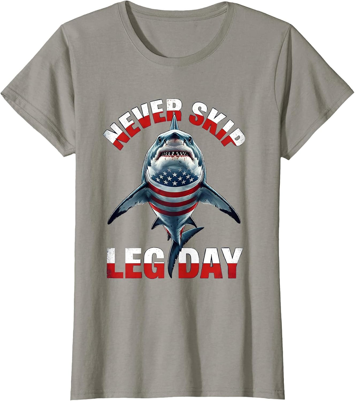Women's Never Skip Leg Day Shark Gym Design T-Shirt - Slate Grey