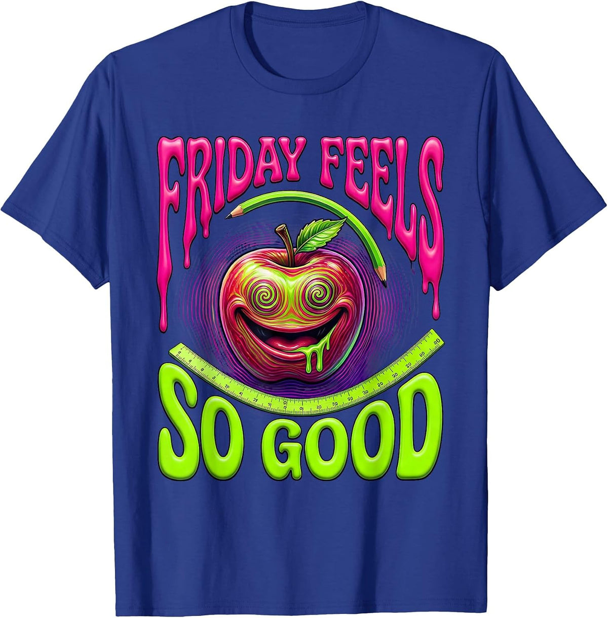 Friyay Teacher Friday Feels So Good Design T-Shirt - Royal Blue