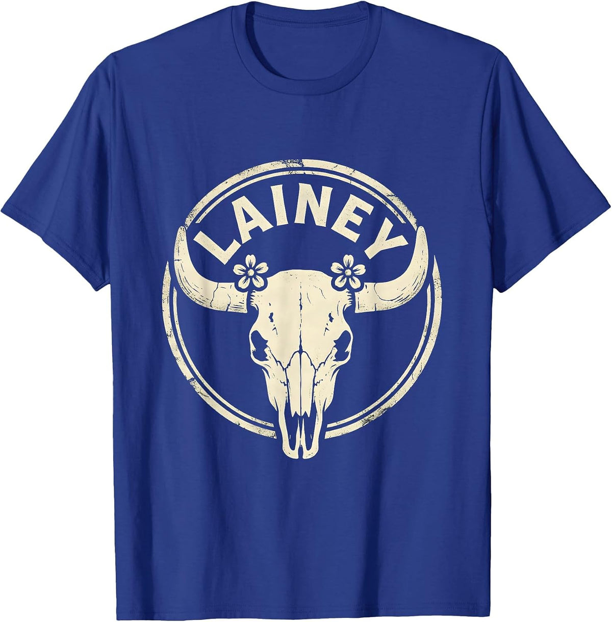 Lainey Boho Western Cowgirl Name Personalized Gift for Girls T-Shirt - Royal Blue