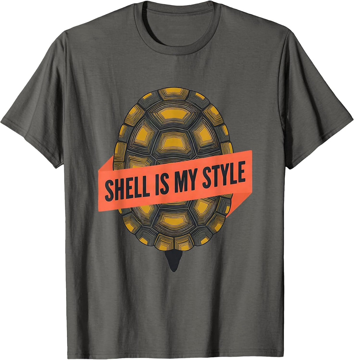 Shell Is My Style Midcentury Modern Turtle Lover Casual T-Shirt - Asphalt Grey
