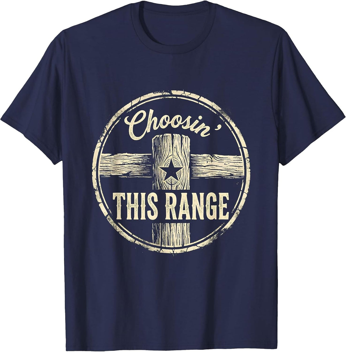 Choosin This Range Boho Western Mono Texas State Pride T-Shirt - Navy Blue