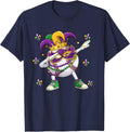 Baseball Mardi Gras Party Boys Girls Kids Dabbing Baseball T-Shirt - Navy Blue