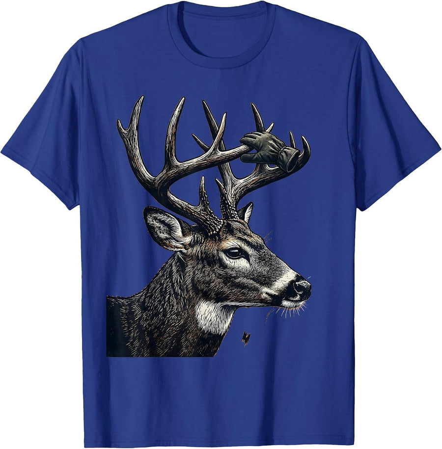 First Buck Youth Deer Season Linocut Hunting Dad T-Shirt - Royal Blue