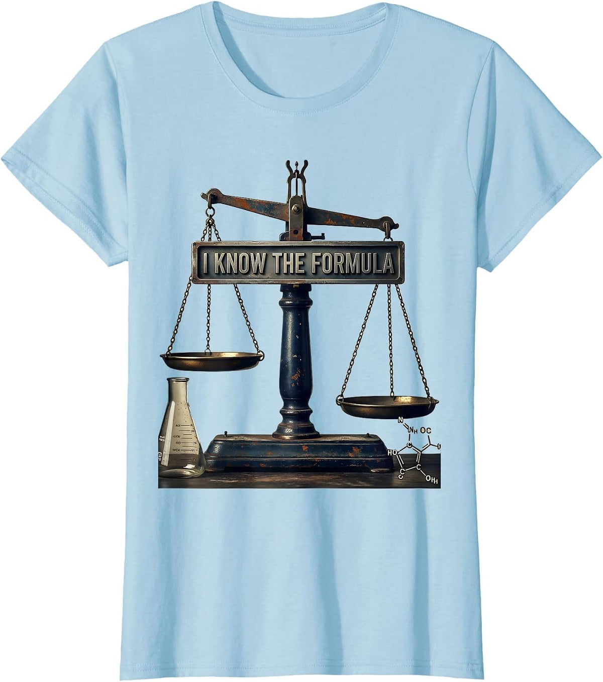 Women's I Know The Formula Vintage Chemistry Pun Science Teacher T-Shirt - Baby Blue