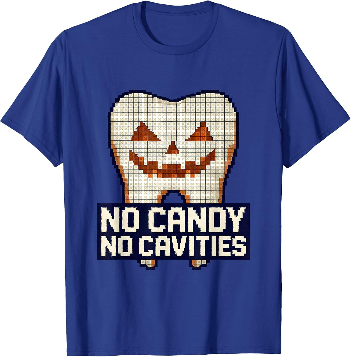Men's No Candy No Cavities Dental Halloween Design T-Shirt - Royal Blue