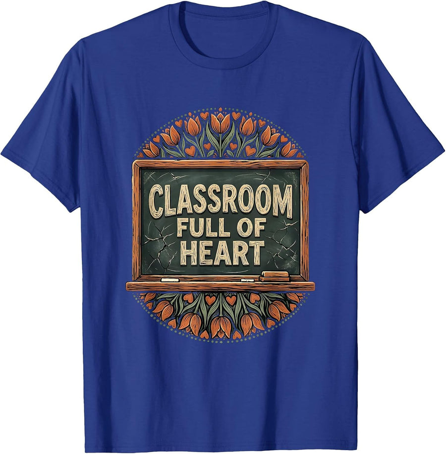 Classroom Full of Heart Second Grade Teacher T-Shirt - Royal Blue