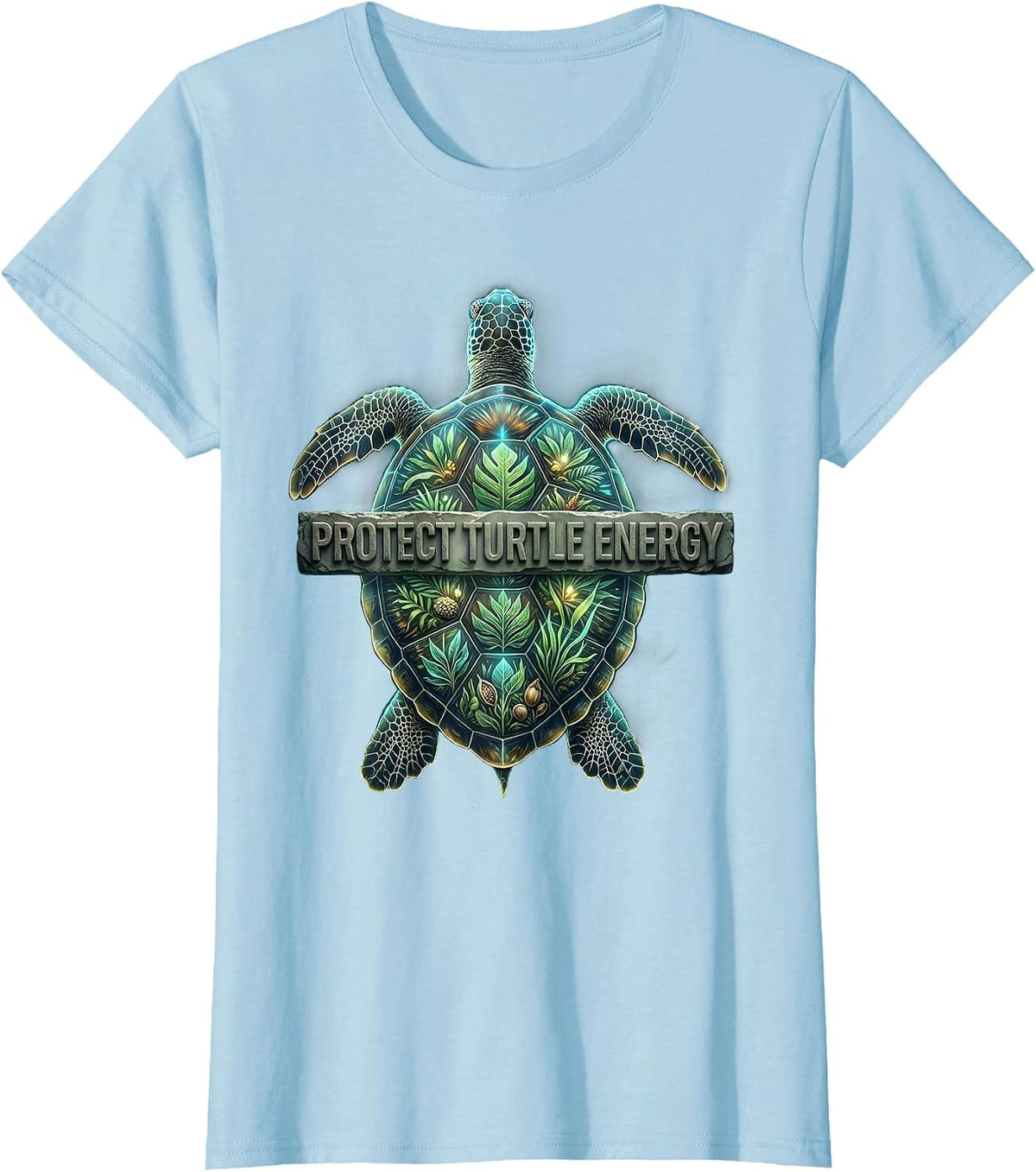 Protect Turtle Energy Ocean Wildlife Design T-Shirt - Baby Blue