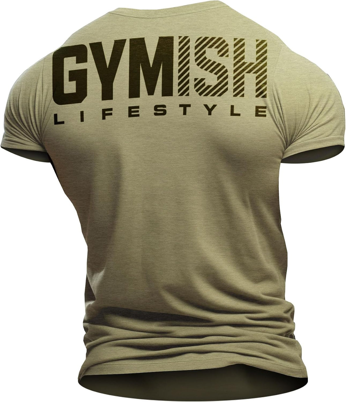 Gymish Lifestyle Mens T-Shirts Graphic Tees, Short Sleeve Sports Shirt - 1. Gymish Lifestyle Military Green