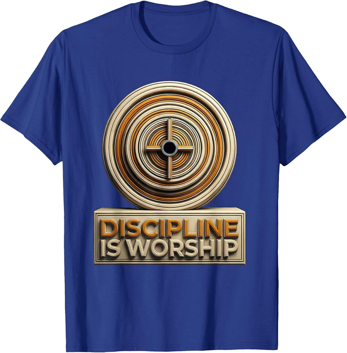 Men's Discipline Is Worship Geometric Christian Gym Faith Fitness T-Shirt - Royal Blue