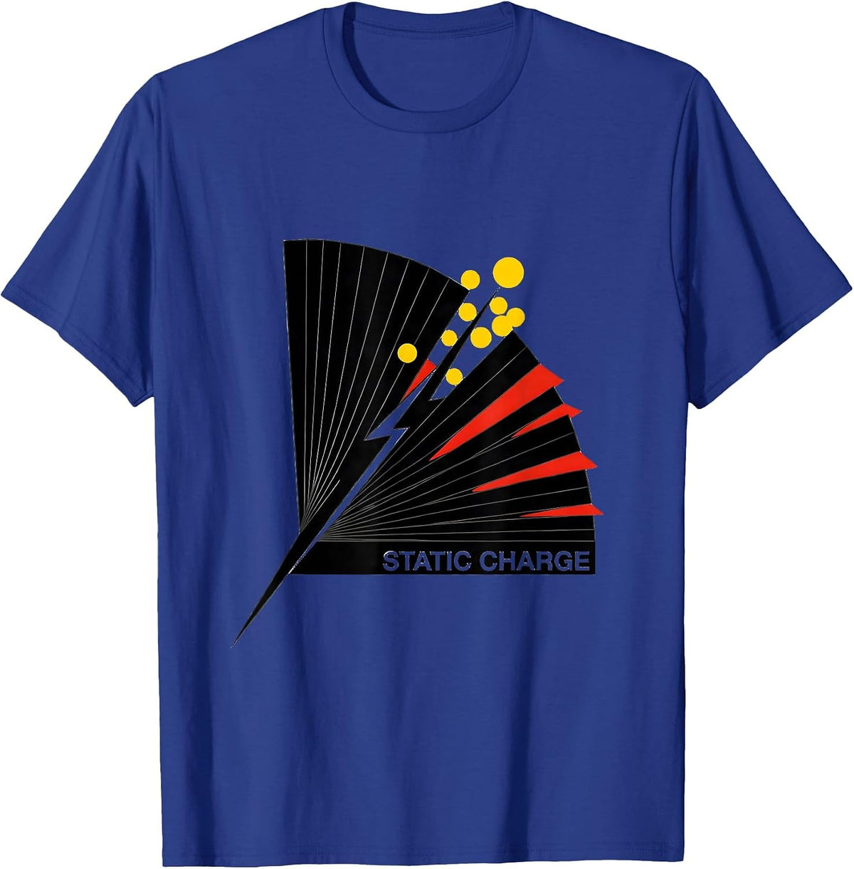 Men's STATIC CHARGE Bold Bauhaus Modernist Lightning Bolt Graphic T-Shirt - Royal Blue