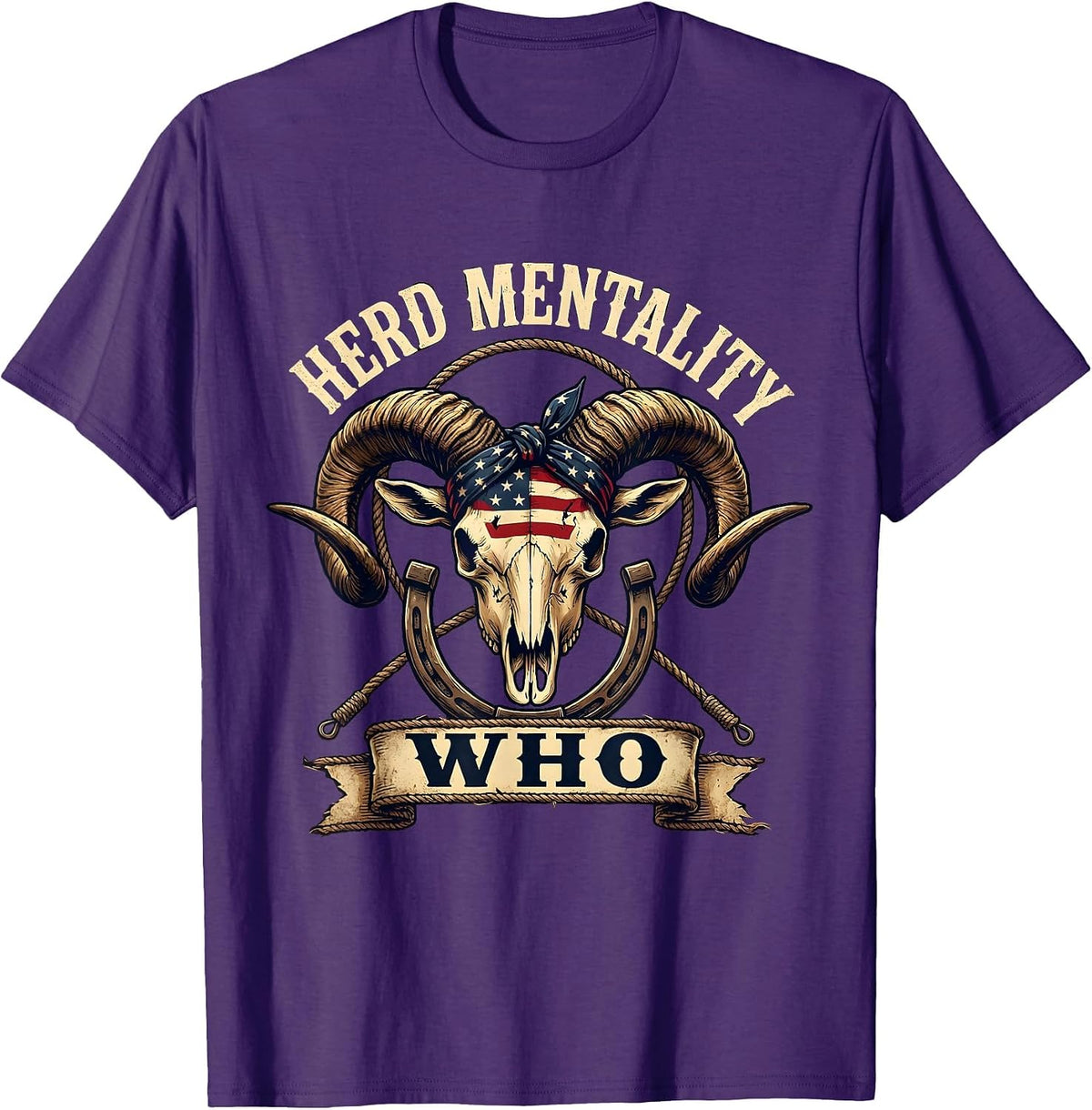 Men's Herd Mentality Who Funny Goat Design T-Shirt - Purple