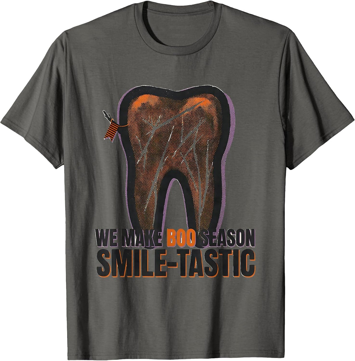 We Make Boo Season Smile-tastic Dental Squad Halloween T-Shirt - Asphalt Grey