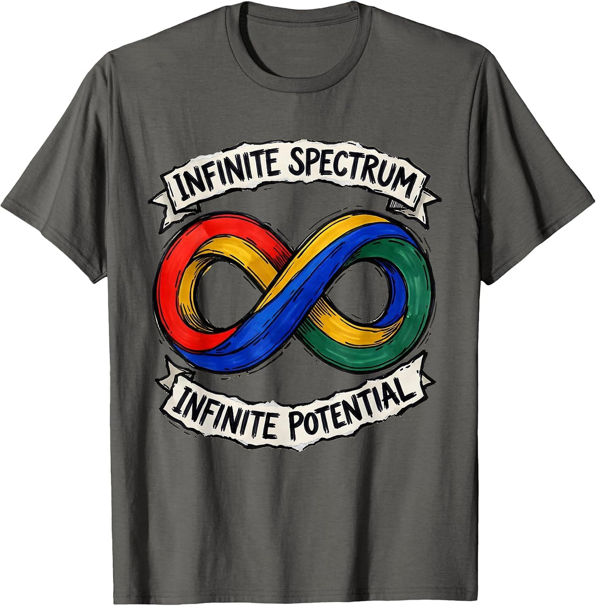 Men's Infinite Spectrum Infinite Potential Autism Design T-Shirt - Asphalt Grey