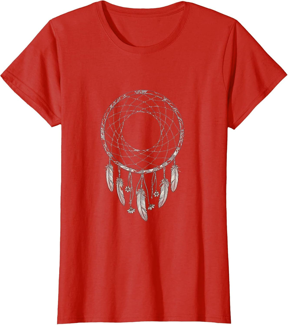 Dreamcatcher Wildflower Boho Western Design T-Shirt - Red