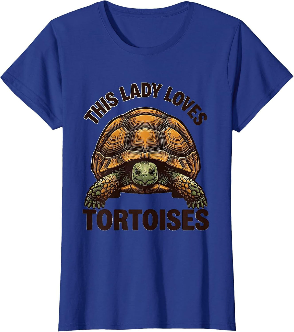 Women's This Lady Loves Tortoises Funny Reptile Lover Screenprint T-Shirt - Royal Blue