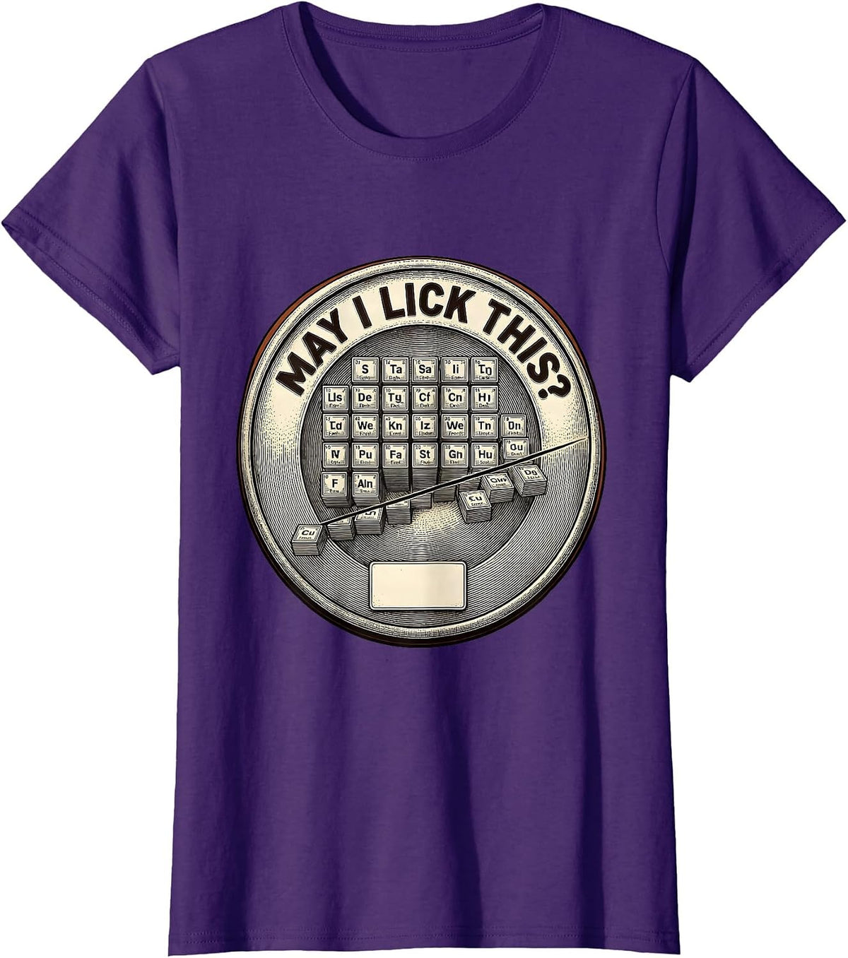 Women's May I Lick This Funny Periodic Table Chemistry Teacher Humor T-Shirt - Purple