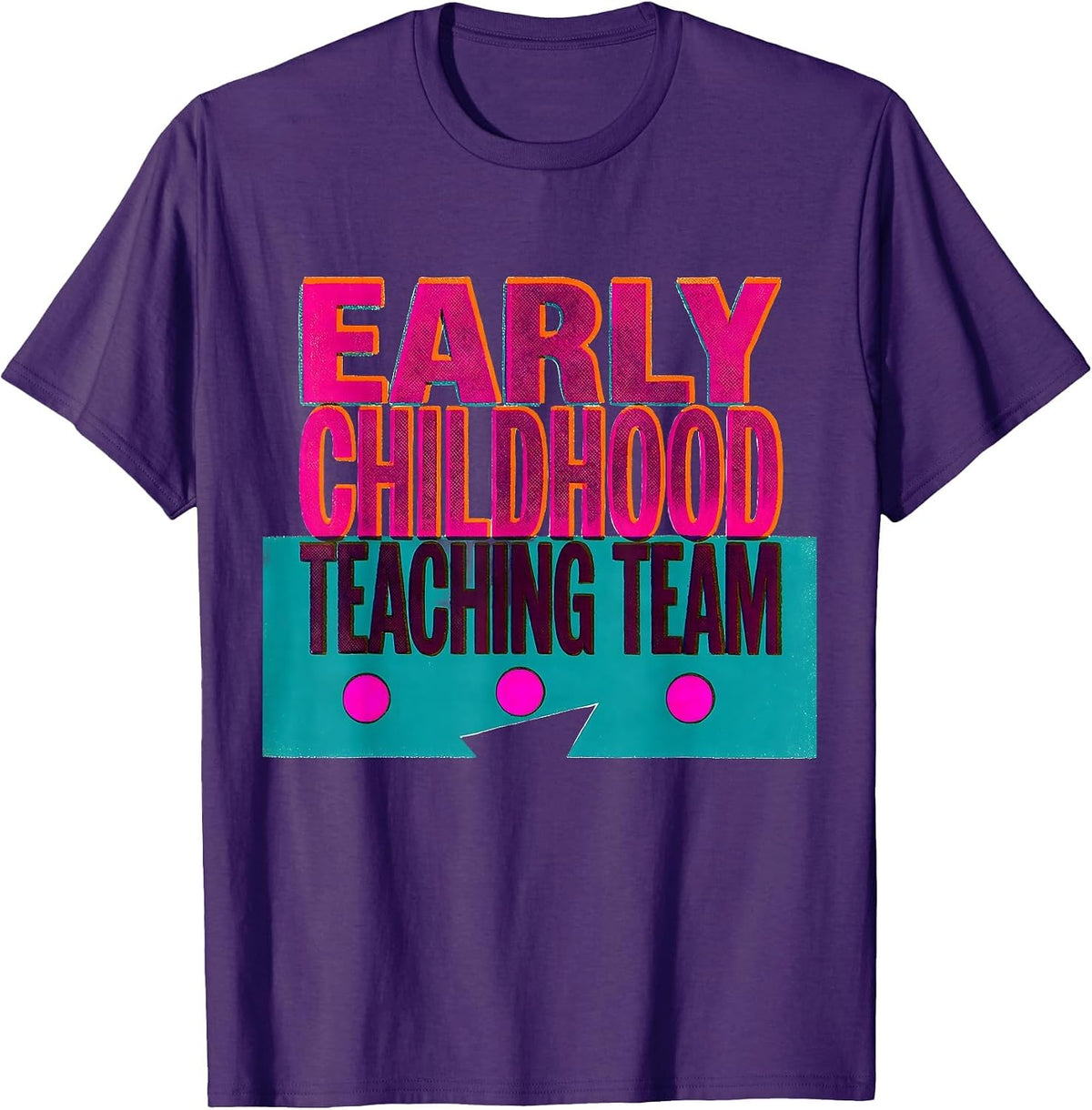 Early Childhood Teaching Team Risograph Preschool Teacher T-Shirt - Purple