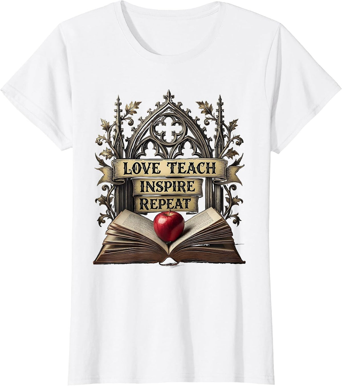 Love Teach Inspire Repeat 2nd Grade Teacher T-Shirt - White