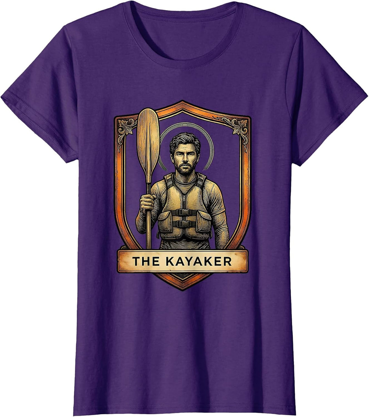 Women's The Kayaker Funny Tarot Card Kayak Paddling Water Sport T-Shirt - Purple
