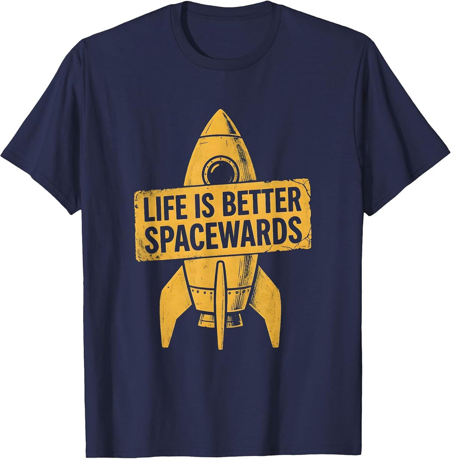 Life Is Better Spacewards Cosmic Explorer Design T-Shirt - Navy Blue