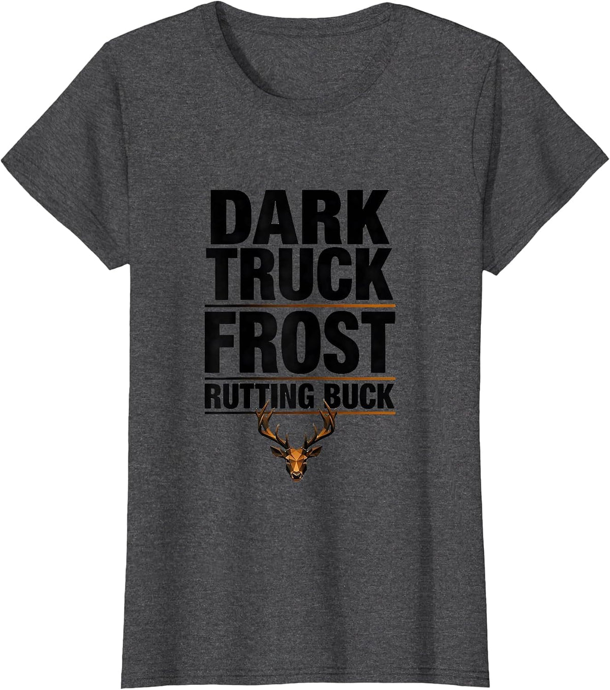 Women's Dark Truck Frost Rutting Buck Geometric Deer Hunting Woods T-Shirt - Dark Heather Grey