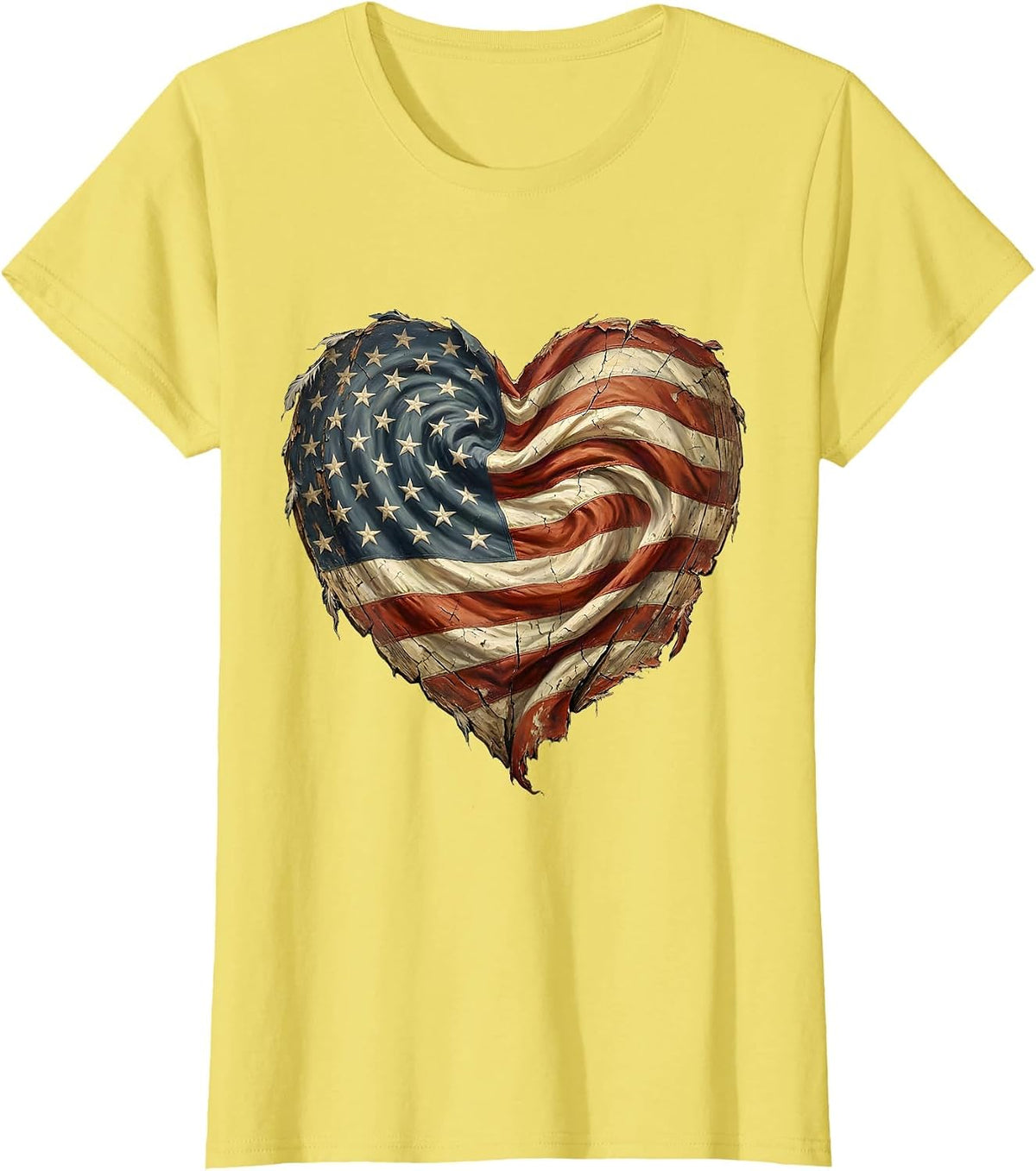 Women's Red White Blue Galaxy Swirl Cosmic Design T-Shirt - Lemon Yellow