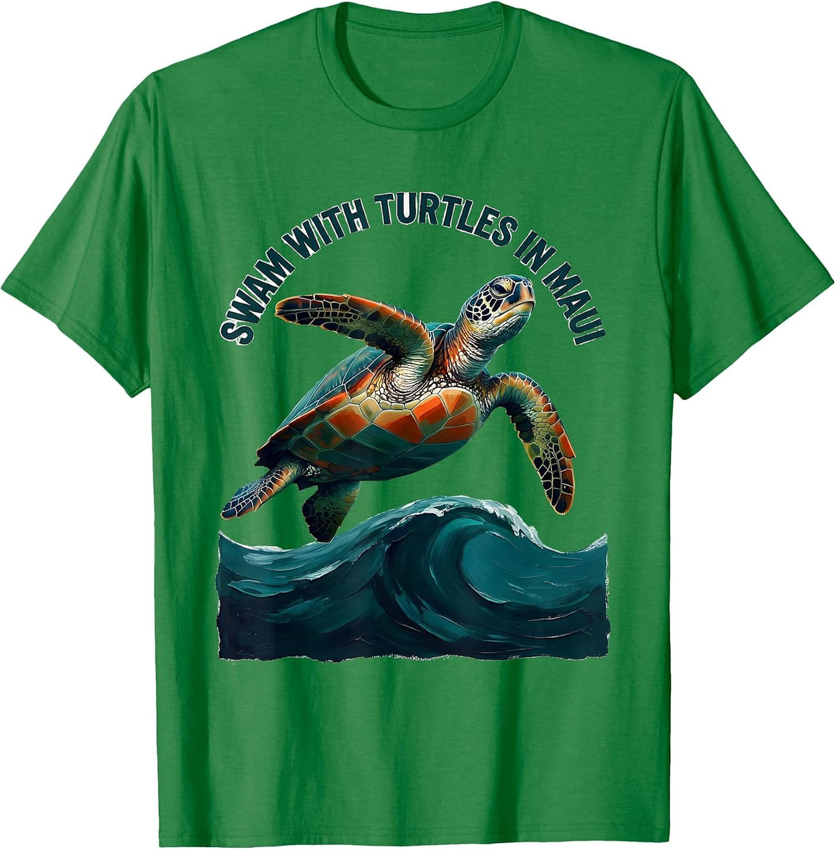 Men's Swam With Turtles In Maui Funny Sea Turtle Lover Vacation T-Shirt - Kelly Green