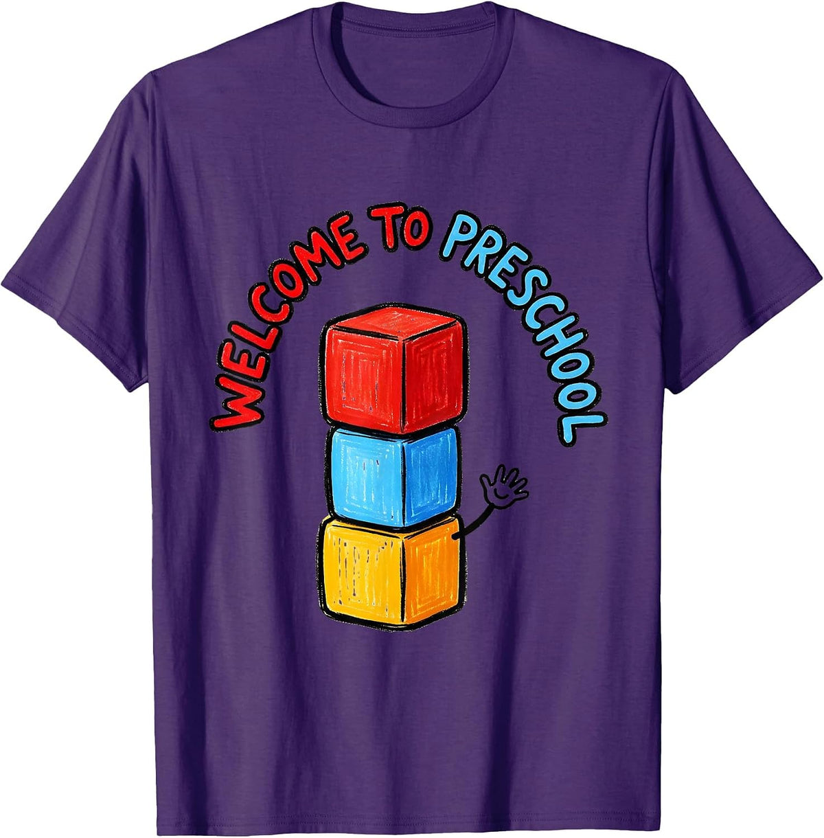 Men's Welcome To Preschool Naive Kidcore Teacher Appreciation Gift T-Shirt - Purple