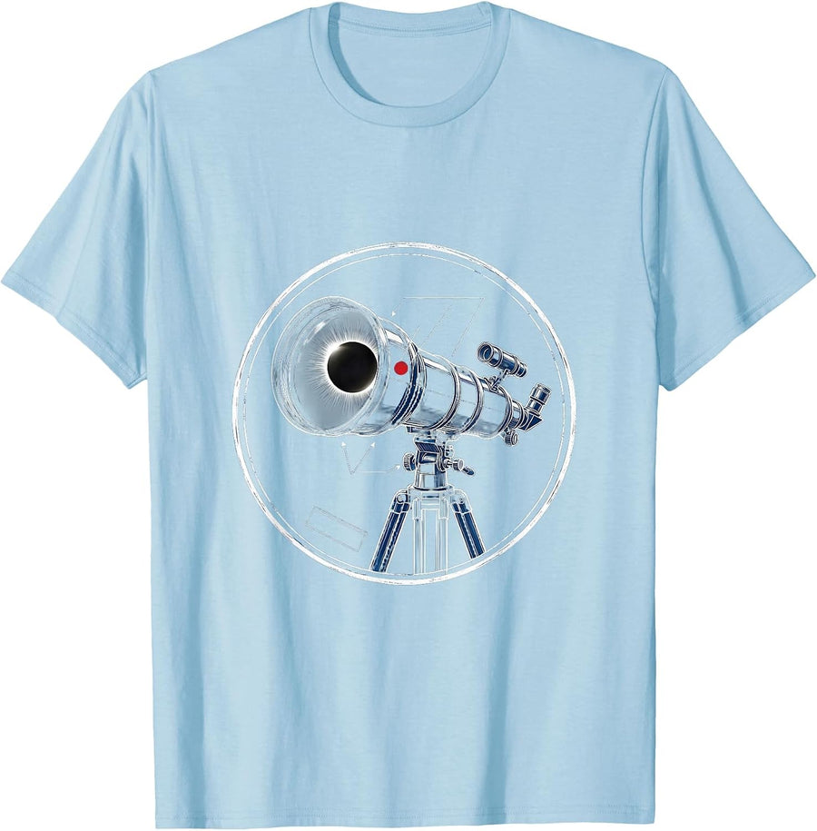 Men's Solar Eclipse Telescope Science Teacher Gift T-Shirt - Baby Blue
