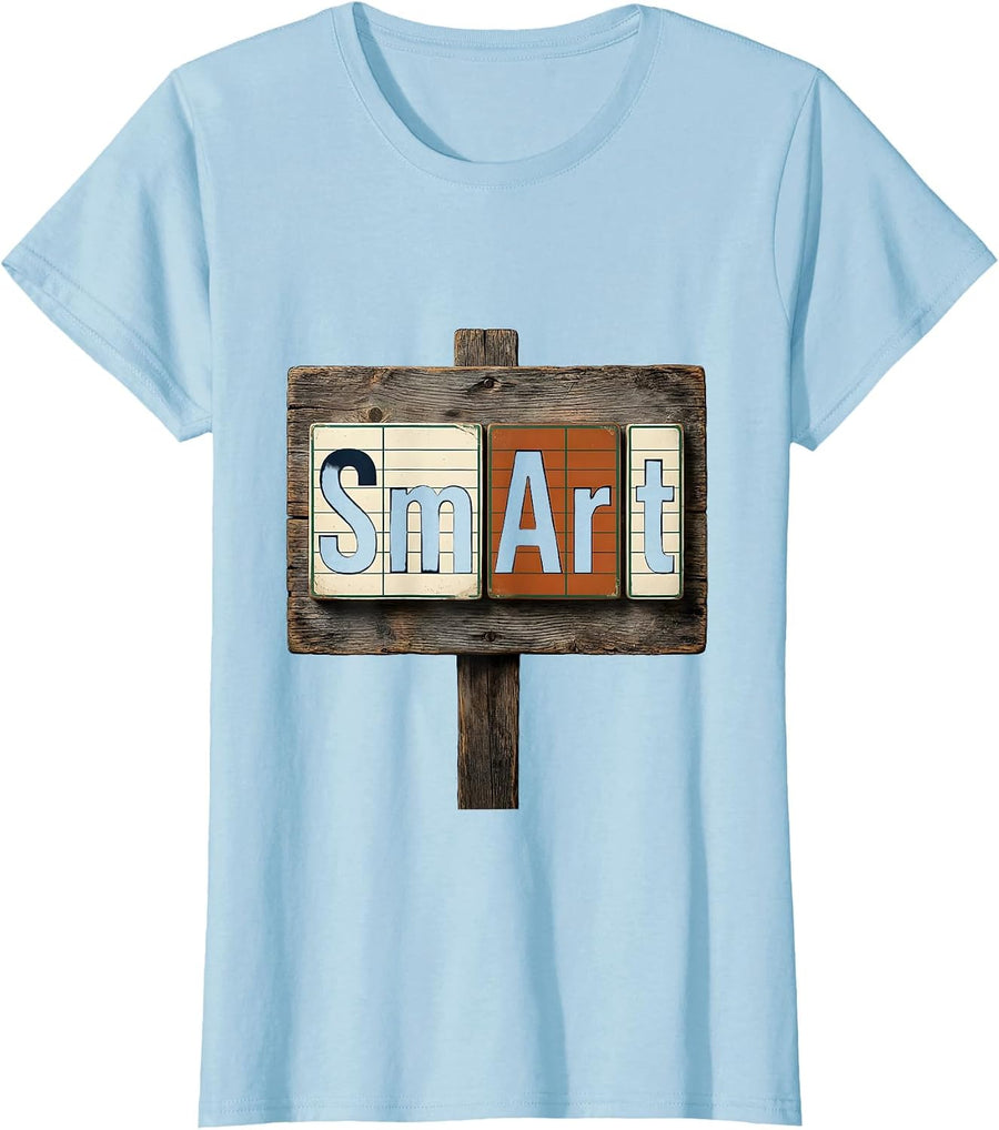 Women's SMArT Vintage Science Nerd Periodic Table Pun Humor T-Shirt - Baby Blue