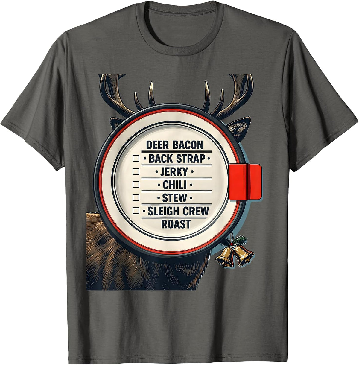 Deer Bacon Funny Christmas Deer Hunter Hunting Gift T-Shirt - Asphalt Grey