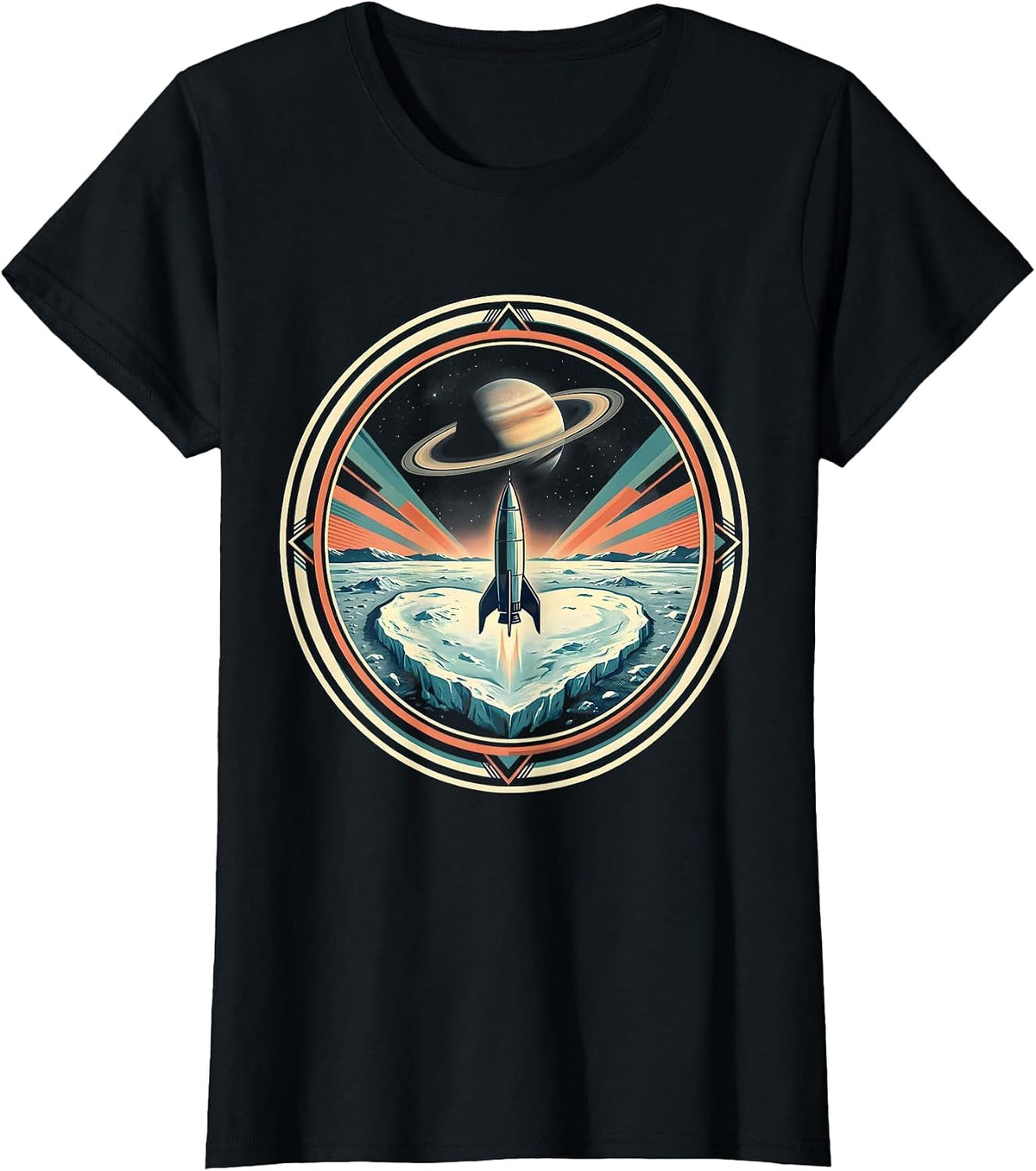 Women's Pluto Heart Plains Space Illustration T-Shirt - Black