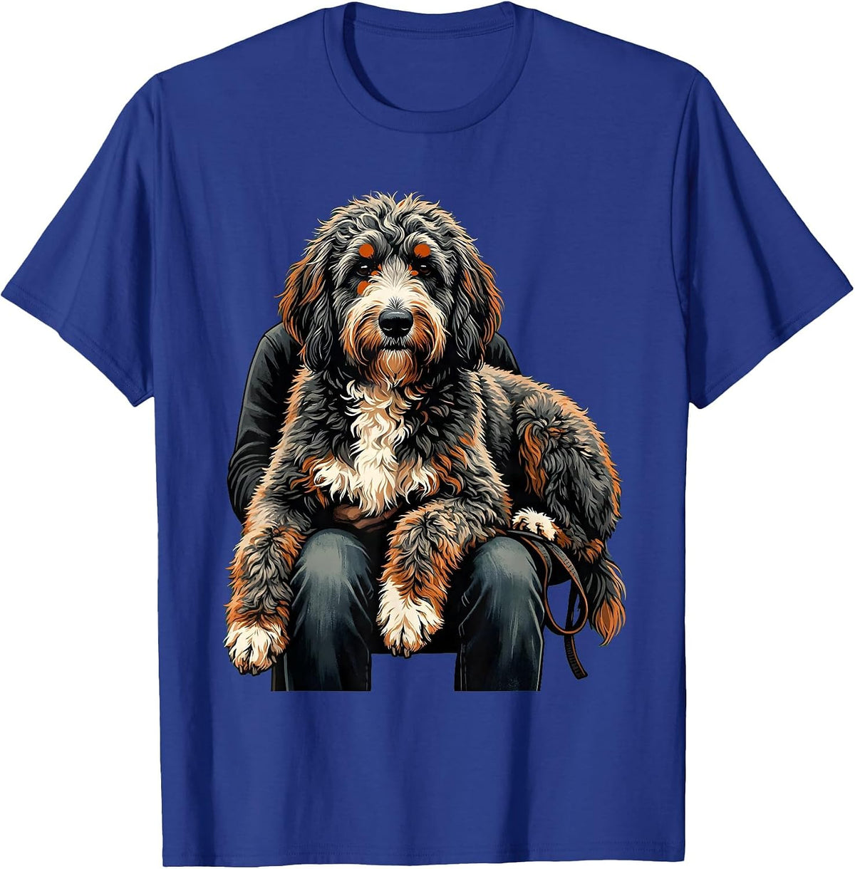 Bernedoodle Shaggy Dog Lover Funny Screenprint Poster T-Shirt - Royal Blue