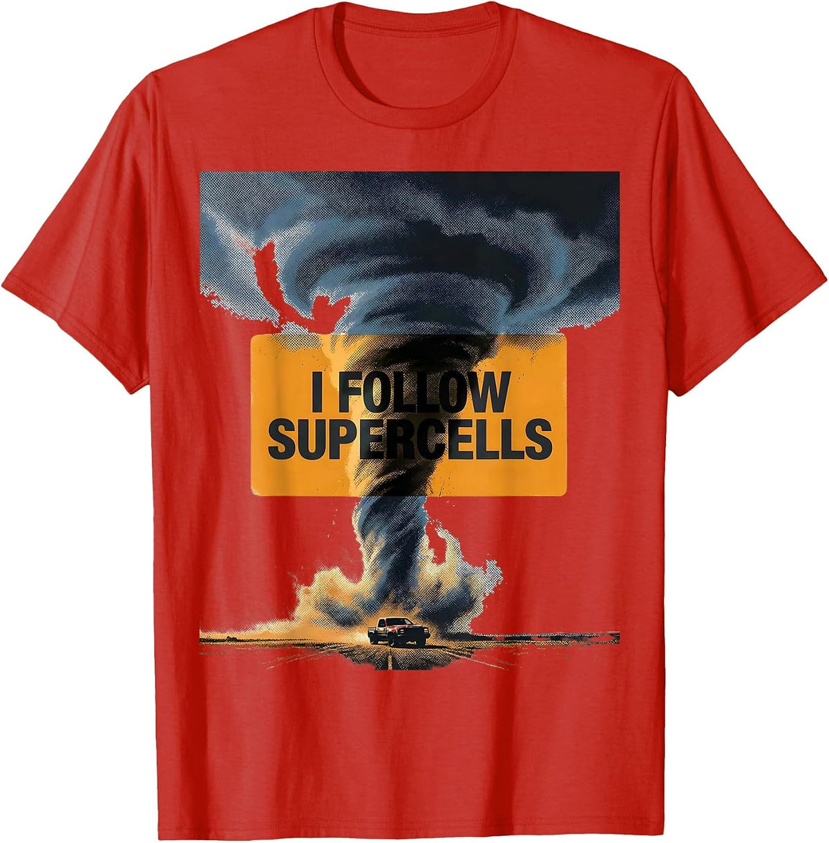 Men's I Follow Supercells Photo Screenprint Expressive Meteorology T-Shirt - Red