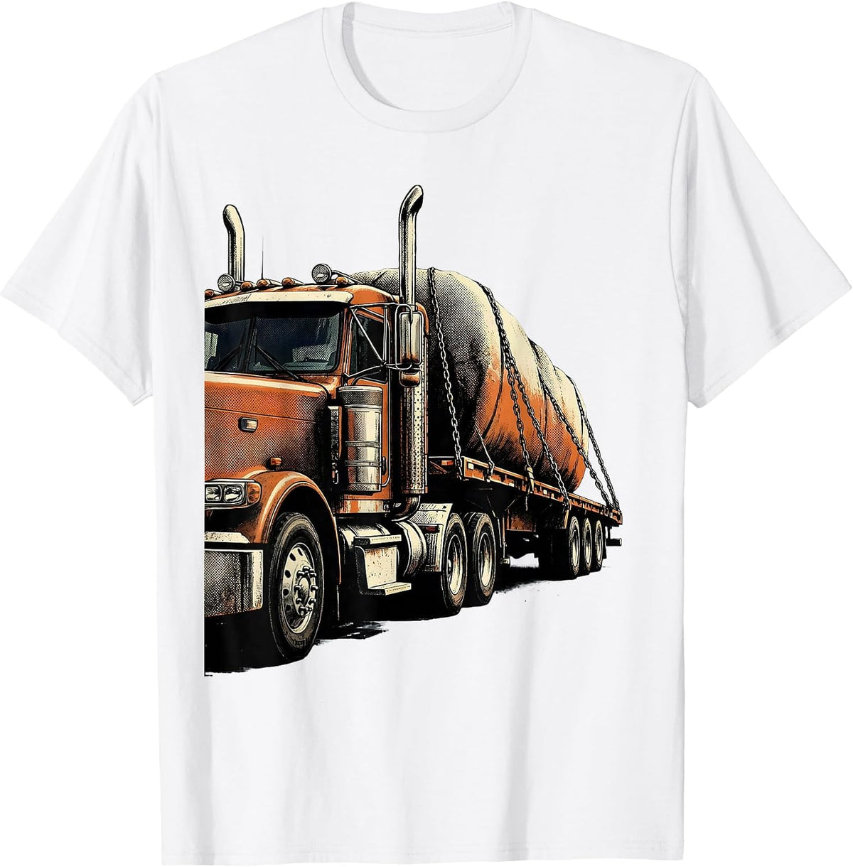 Men's Semi Tractor Flatbed Trucker Humor Gift T-Shirt - White