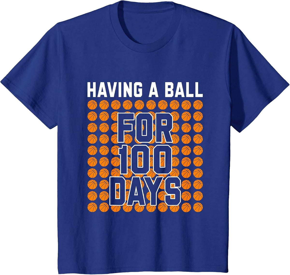 100 Days of School Basketball 100th Day Balls for Boys T-Shirt - Royal Blue