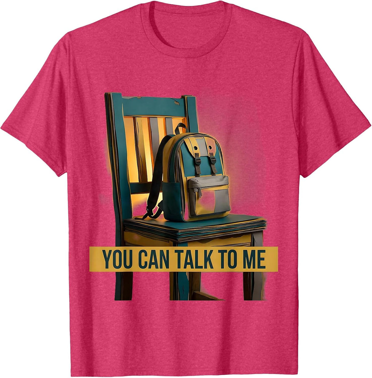 Men's You Can Talk To Me Warm Paper Cutout School Counselor Staff T-Shirt - Red Heather