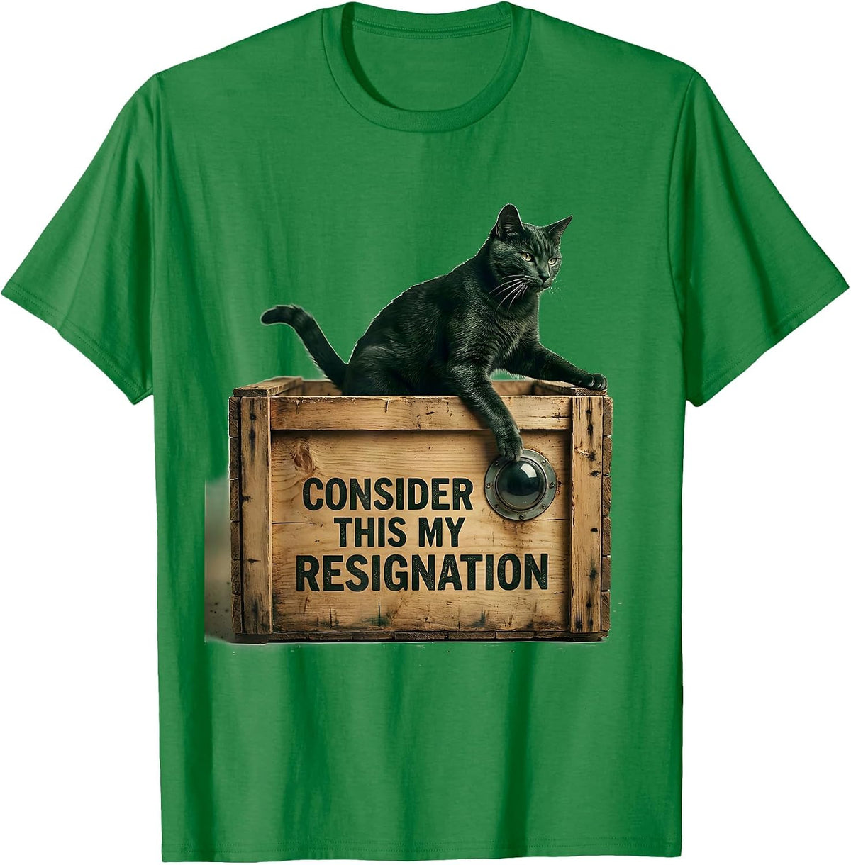Men's Consider This My Resignation Vintage Science Cat Humor T-Shirt - Kelly Green