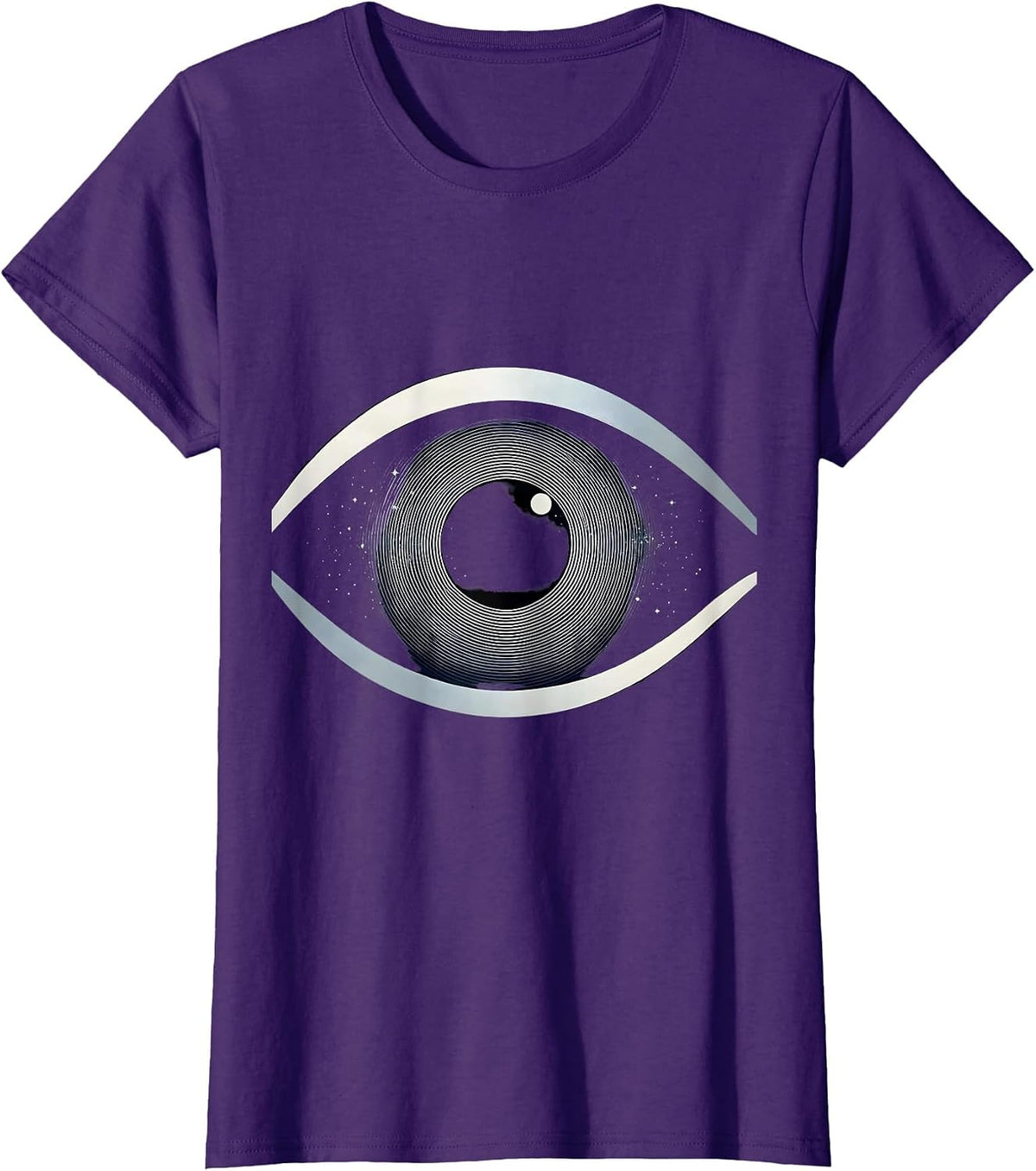 Women's Cosmic Eye Universe Iris Galaxy Design T-Shirt - Purple