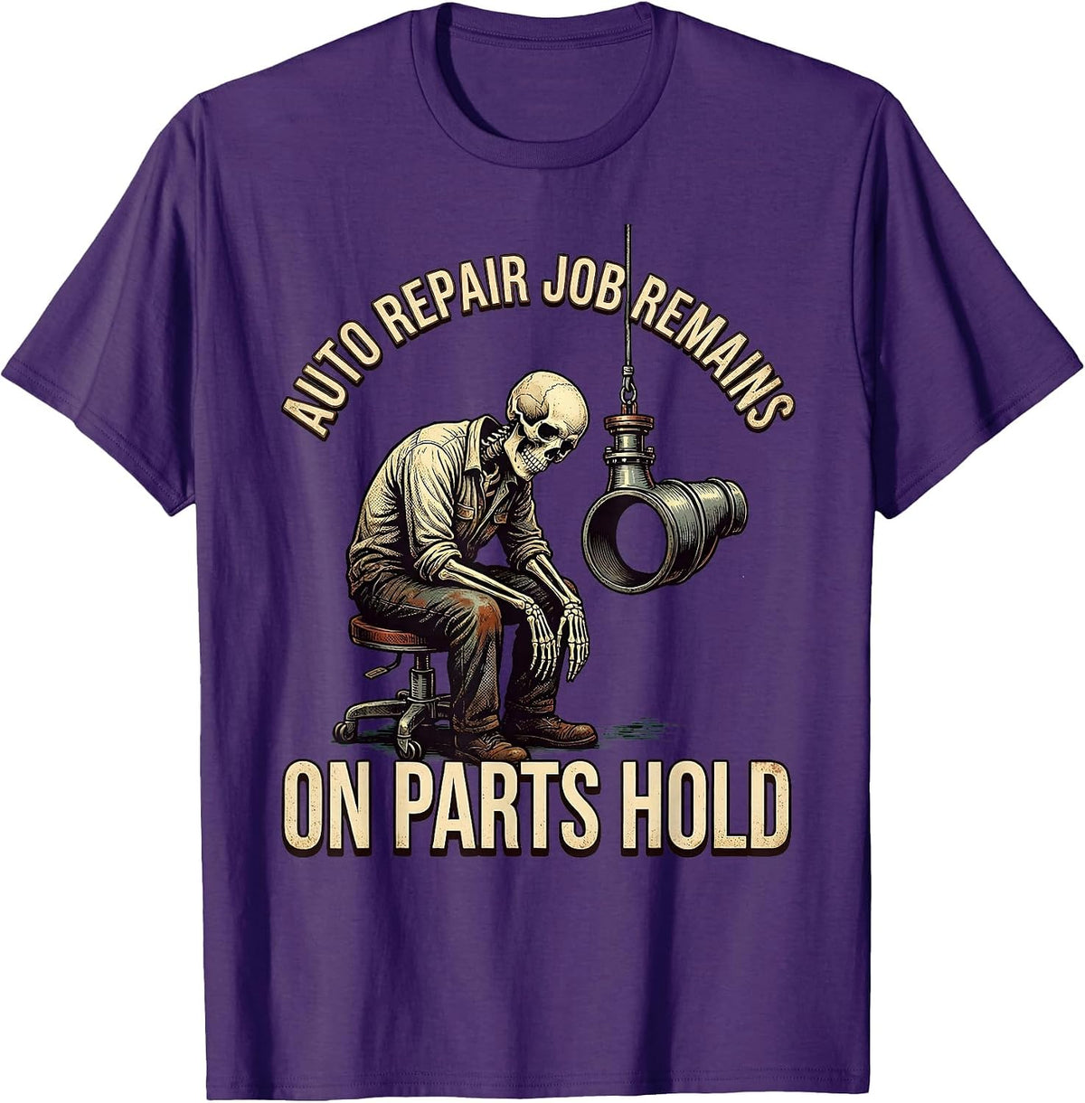 Men's Auto Repair Job Remains On Parts Hold Funny Mechanic T-Shirt - Purple
