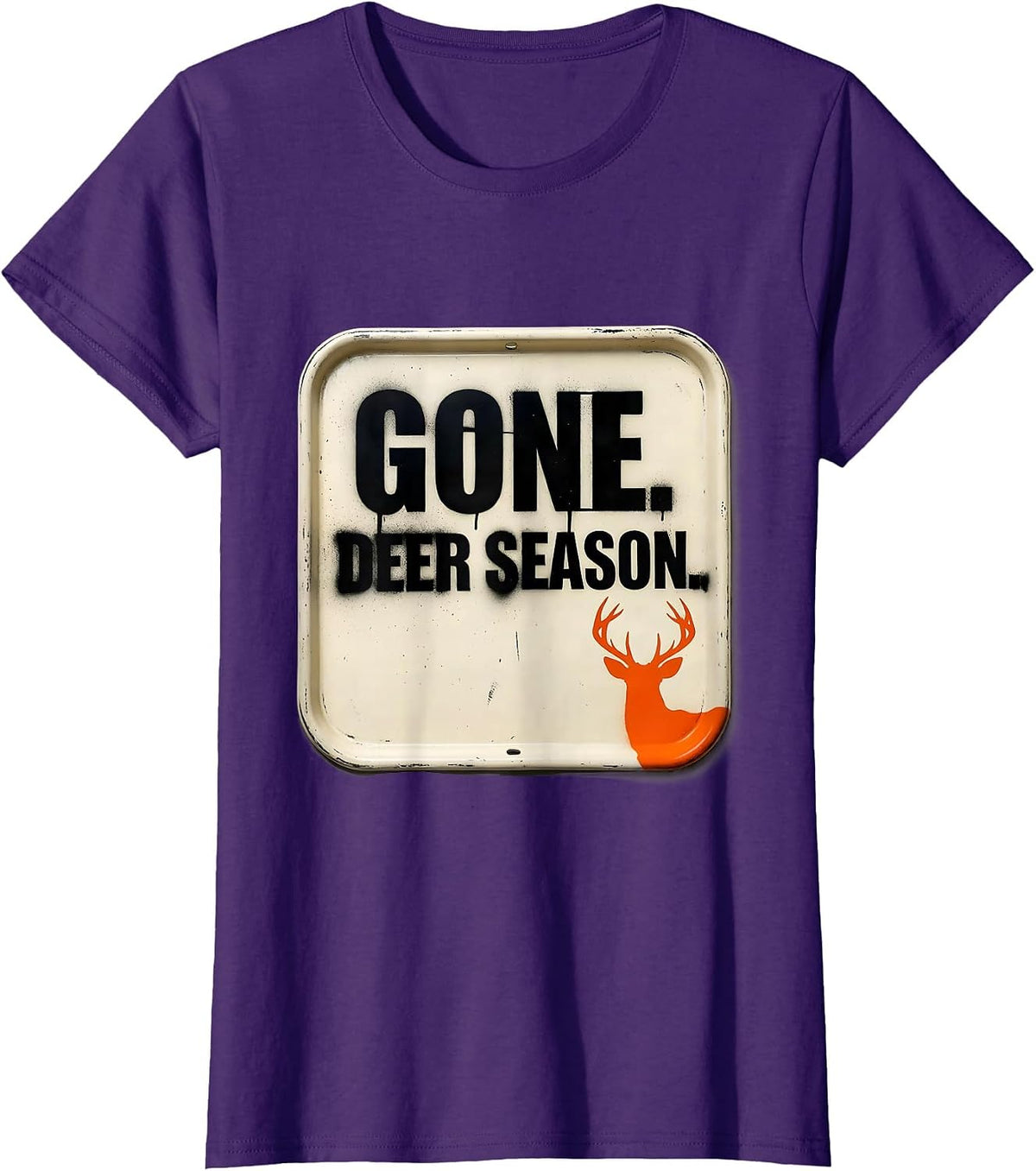Women's Gone Deer Season Stencil Humor Hunting Dad Gift T-Shirt - Purple
