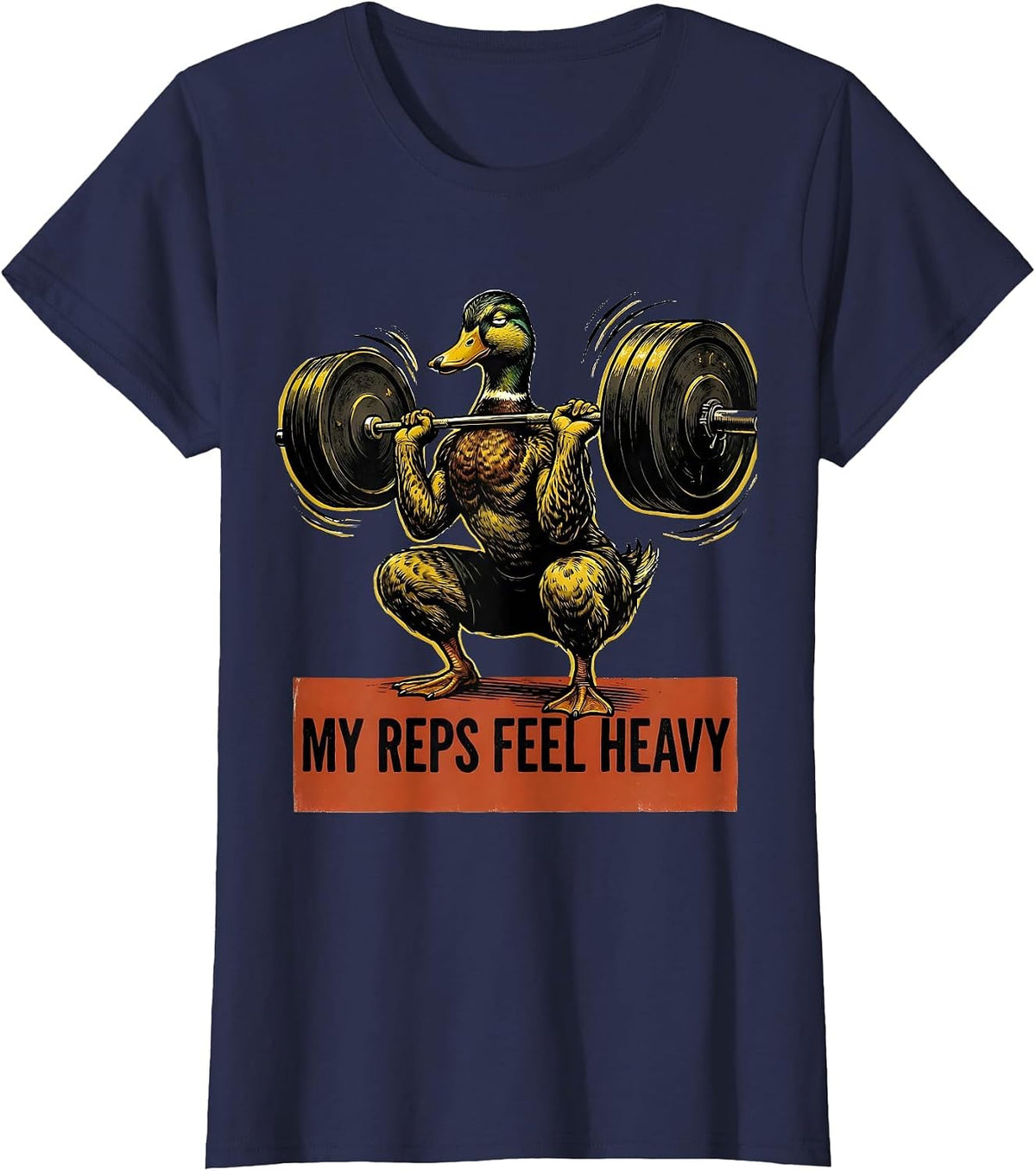 Women's My Reps Feel Heavy Funny Gym Weightlifting Workout Humor T-Shirt - Navy Blue