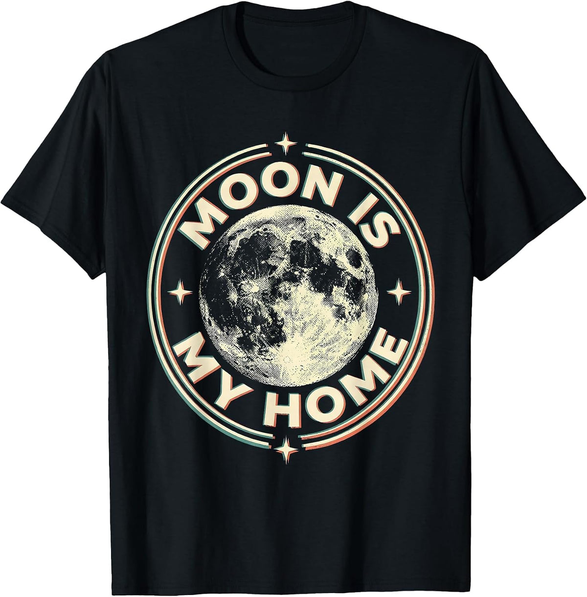 Men's Moon Is My Home Celestial Space Design T-Shirt - Black