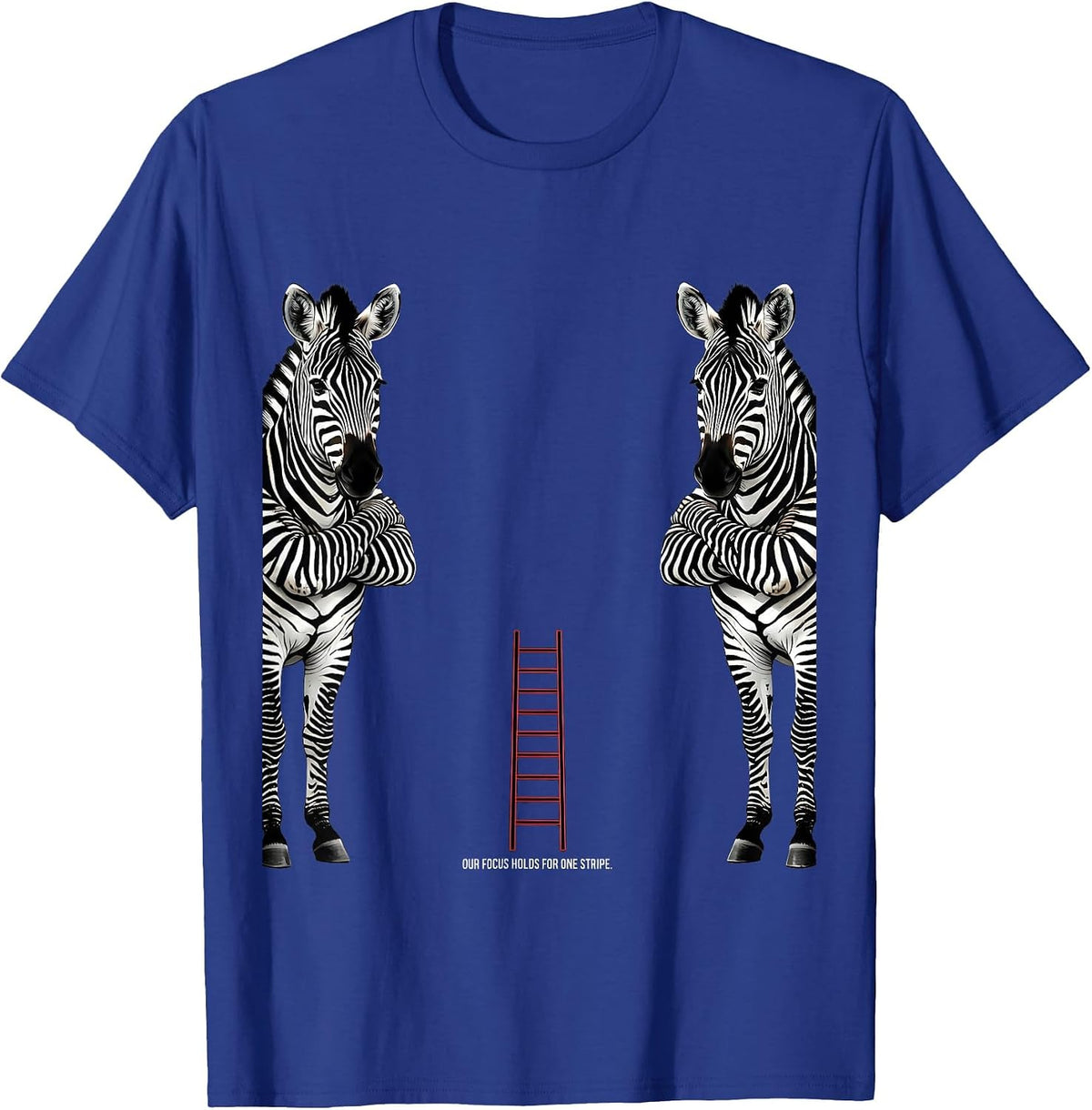 Men's Our Focus Holds For One Stripe Funny Zebra Duo Gym Humor T-Shirt - Royal Blue