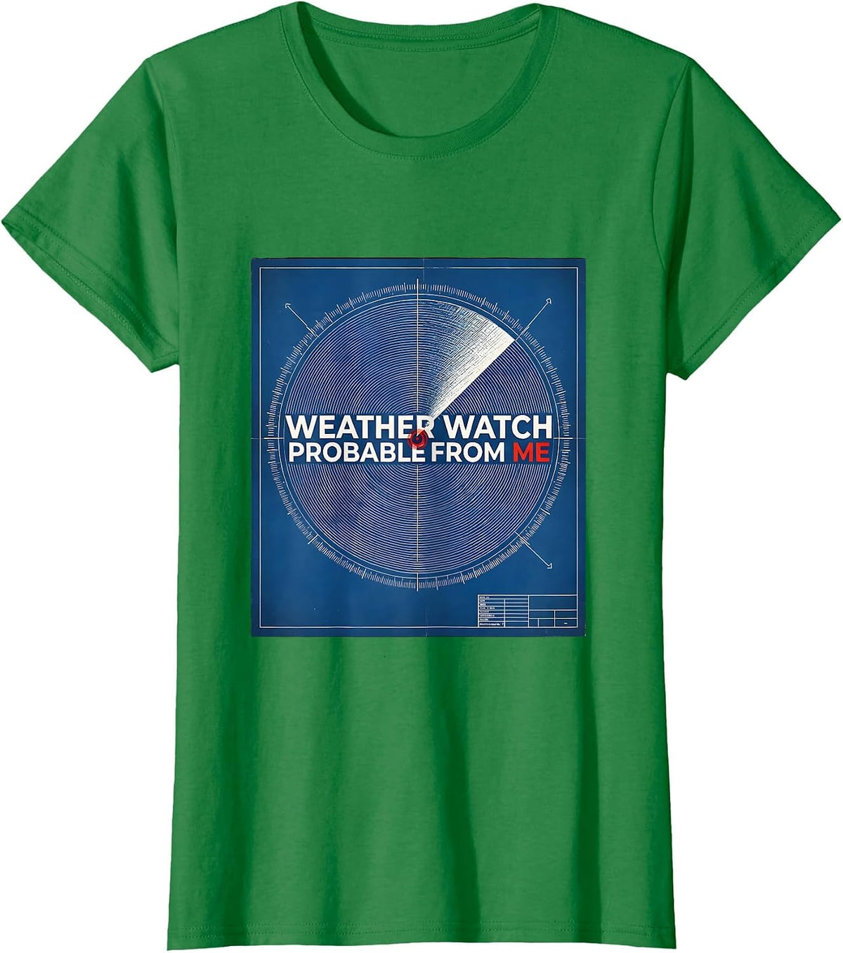 Women's Weather Watch Probable From Me Technical Blueprint T-Shirt - Kelly Green