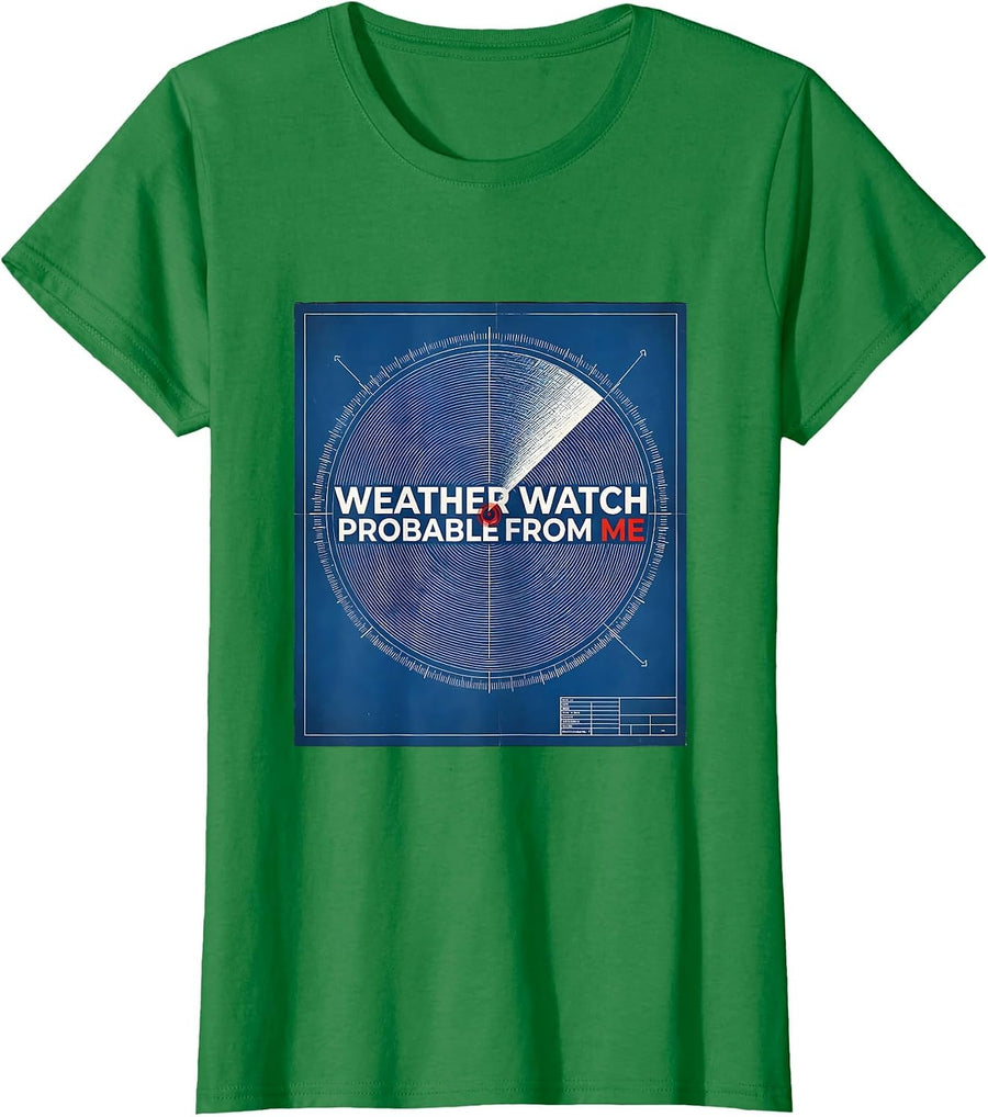Women's Weather Watch Probable From Me Technical Blueprint T-Shirt - Kelly Green