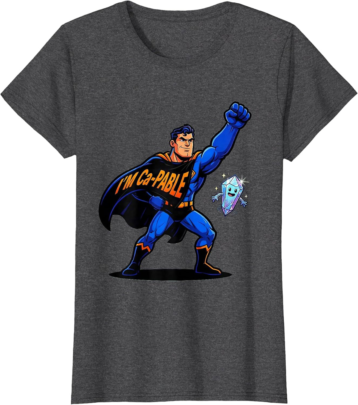 Women's I'm Ca-pable Cartoon Chemistry Pun Science Teacher Gift T-Shirt - Dark Heather Grey